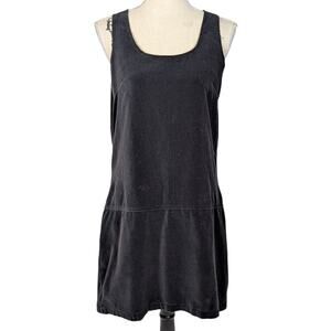 90s Vintage Velvet Sleeveless Mini Dress Solutions Black Size Medium